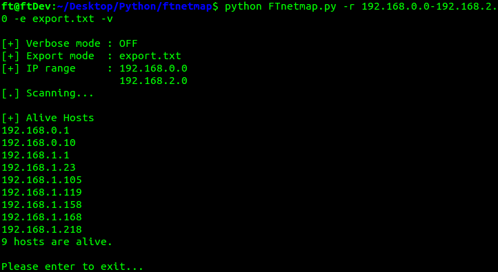 FTnetmap : Find Hosts On Your Network